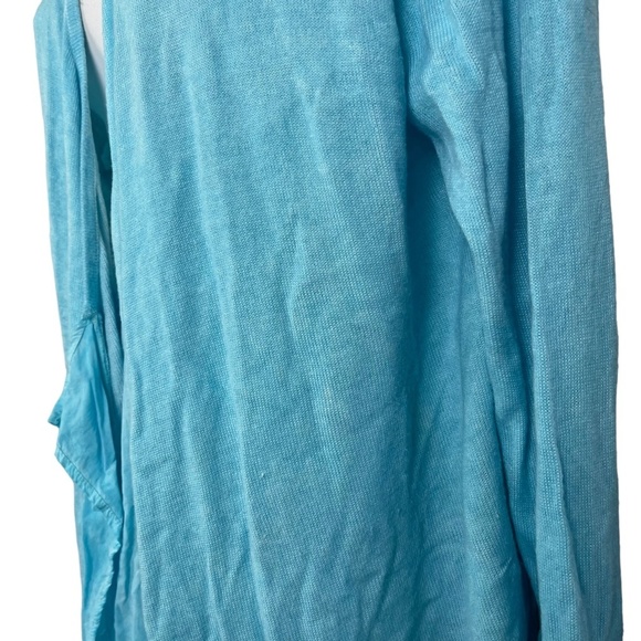 CHICO'S Open Waterfall Lightweight Long Sleeve Cardigan Sweater Sky Blue sz 2 /L - Picture 6 of 16